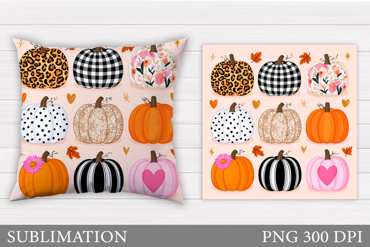 Pumpkin Pillow Design. Fall Pillow Sublimation