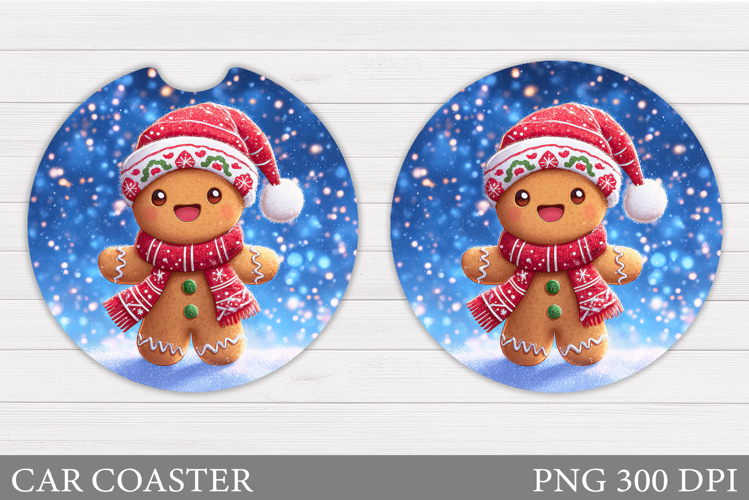 Gingerbread Car Coaster. Christmas Car Coaster Sublimation