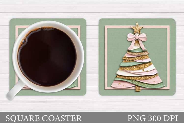 Christmas Tree Coaster Design. Christmas Coaster Sublimation