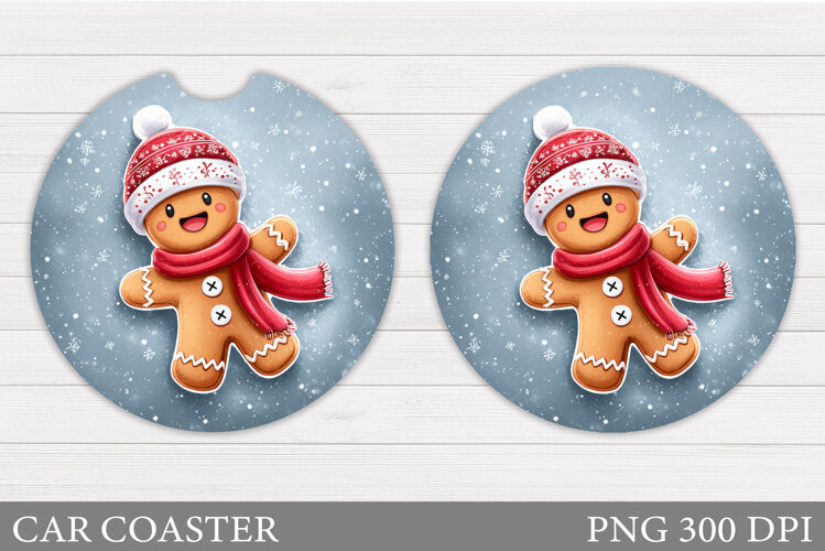 Gingerbread Car Coaster. Christmas Car Coaster Sublimation example image 1