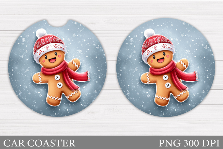 Gingerbread Car Coaster. Christmas Car Coaster Sublimation