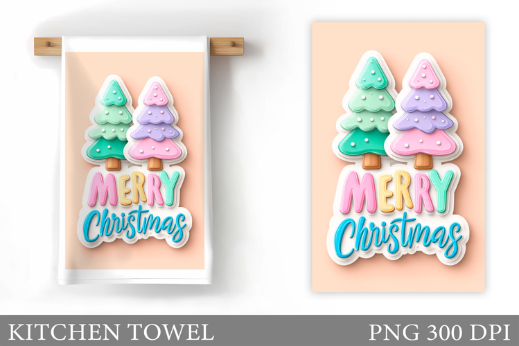 Christmas Tree Kitchen Towel. Christmas Deer Kitchen Towel
