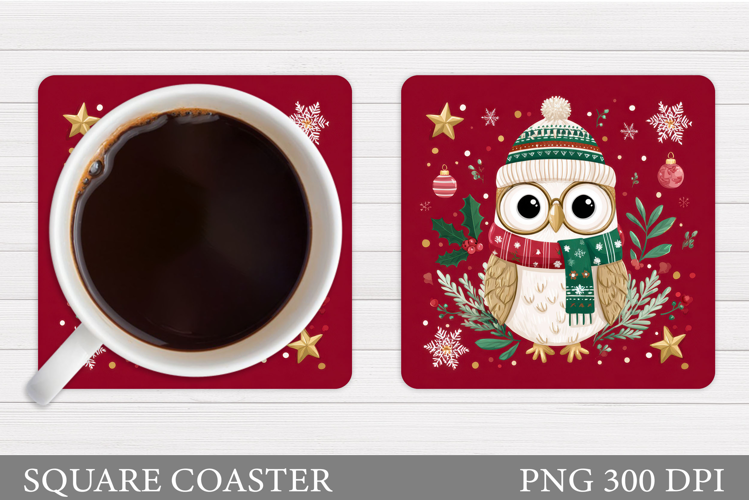 Christmas Owl Coaster Design. Christmas Coaster Sublimation