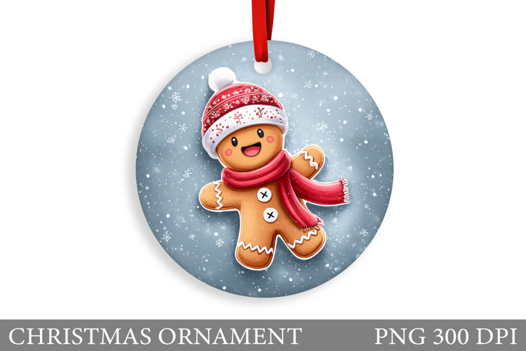 Gingerbread Christmas Ornament. Cute Raccoon Sublimation