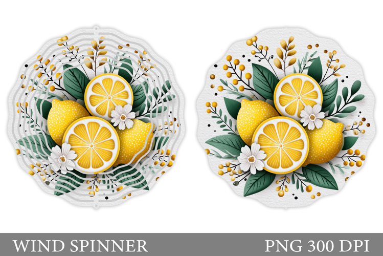 Lemons Wind Spinner Design. Flowers Wind Spinner Sublimation
