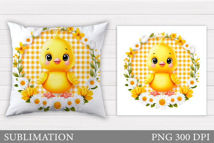 Spring Chick Pillow Sublimation. Spring Pillow Design