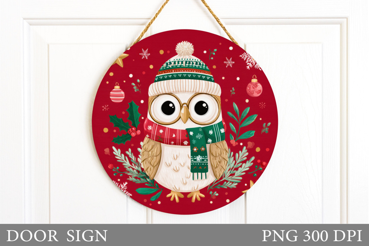 Christmas Owl Door Sign. Christmas Door Sign Design