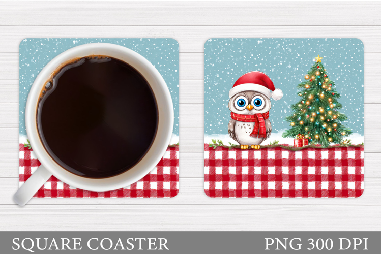 Christmas Owl Coaster Design. Christmas Coaster Sublimation
