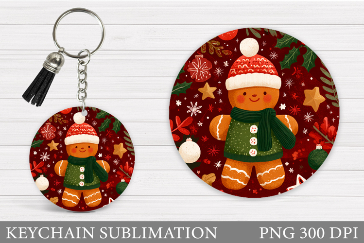 Cute Gingerbread Keychain. Christmas Keychain Sublimation