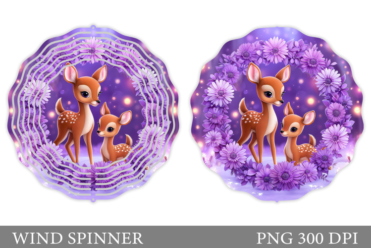 Cute Deer Wind Spinner. Deer Flowers Wind Spinner Design
