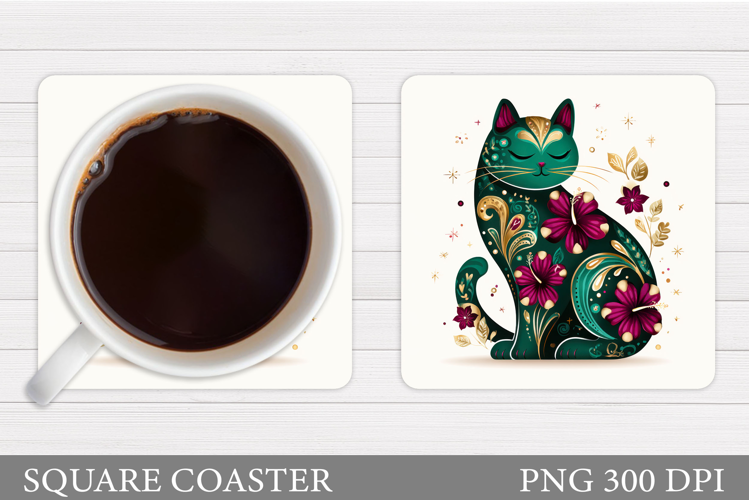 Cat Coaster Design. Cute Cat Sublimation