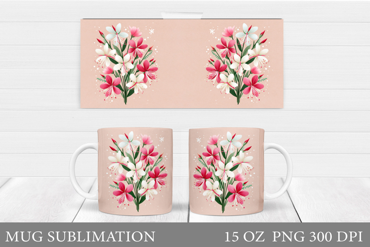 Wildflowers Mug Sublimation. Flowers Mug Wrap Design