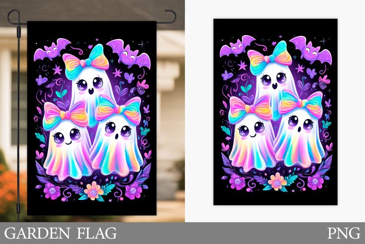 Ghost Garden Flag Sublimation. Halloween Garden Flag Design example image 1
