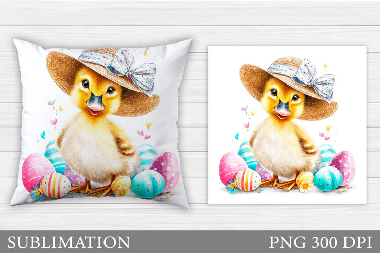 Easter Duck Pillow Sublimation. Easter Pillow Design example image 1