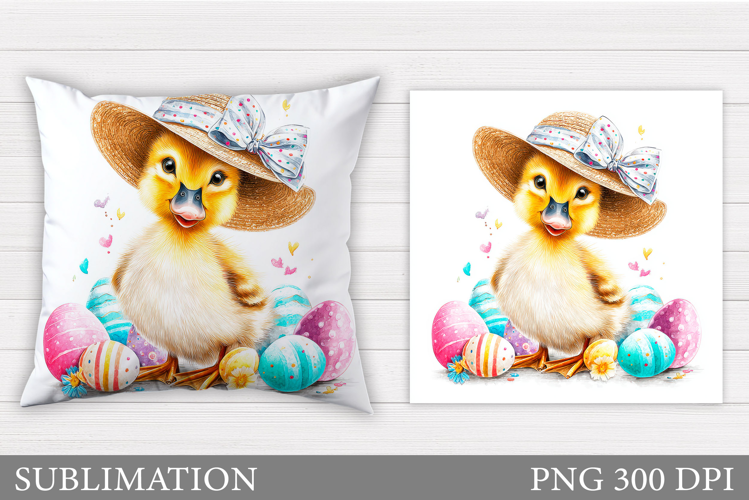 Easter Duck Pillow Sublimation. Easter Pillow Design