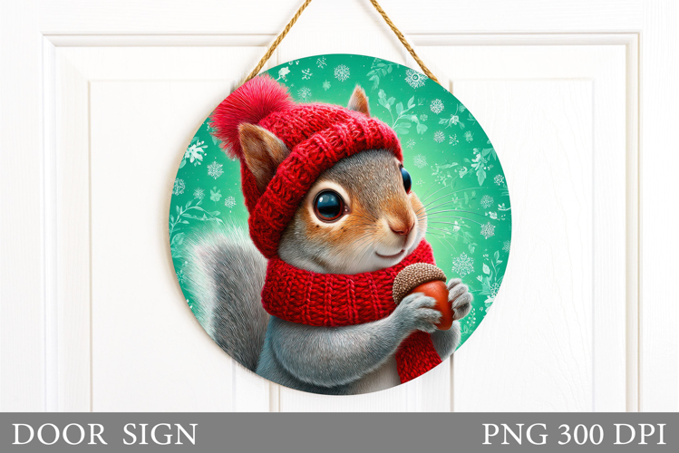 Christmas Squirrel Door Sign. Christmas Door Sign Design