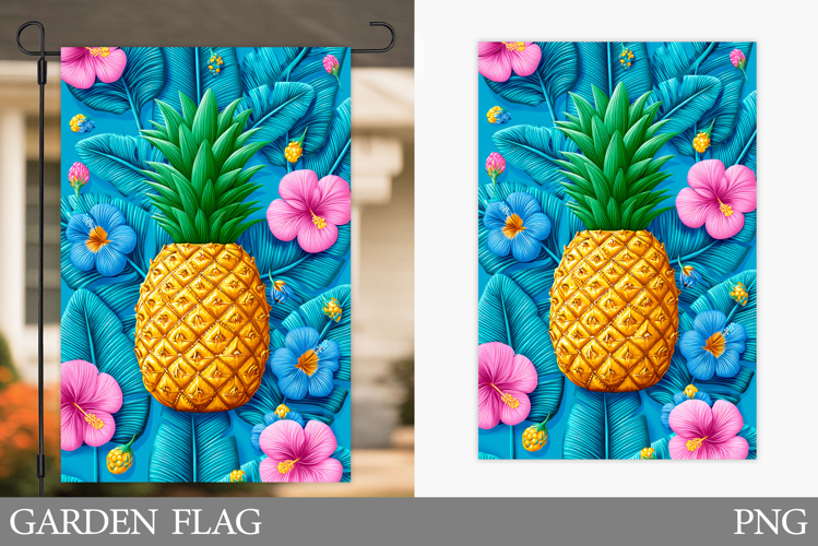 Pineapple Garden Flag Design. Summer Garden Flag Sublimation