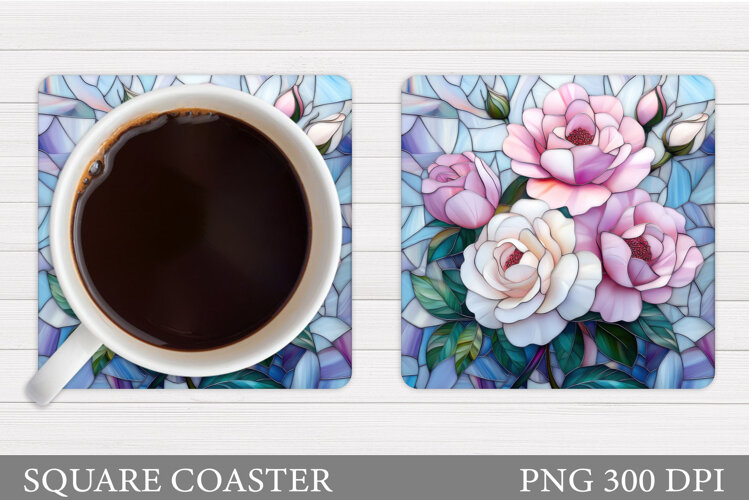Roses Coaster Sublimation. Flowers Coaster Design example image 1