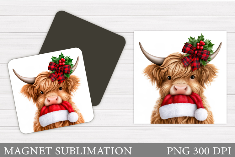Christmas Cow Magnet. Christmas Magnet Sublimation
