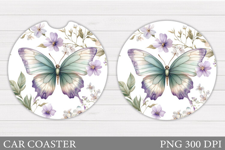 Butterfly Car Coaster Design. Roses Car Coaster Sublimation example image 1
