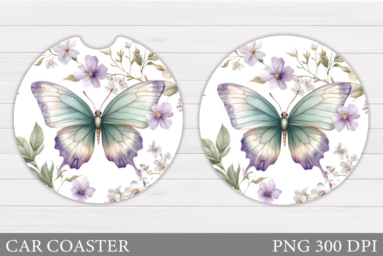 Butterfly Car Coaster Design. Roses Car Coaster Sublimation