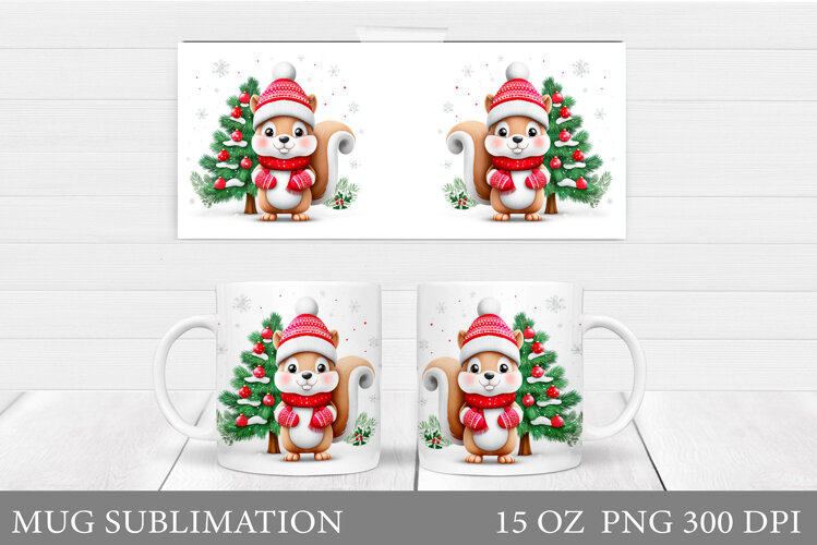 Christmas Squirrel Mug Design. Christmas Mug Sublimation example image 1