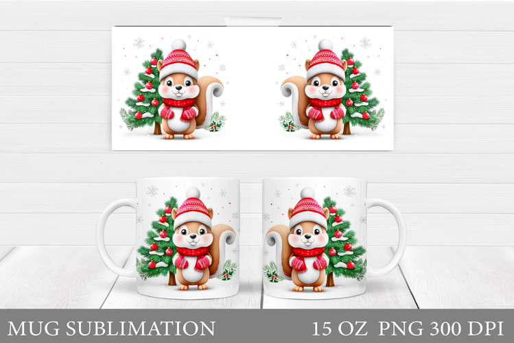Christmas Squirrel Mug Design. Christmas Mug Sublimation