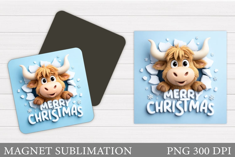 Christmas Cow Magnet. Christmas Magnet Sublimation