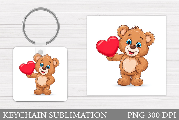 Valentines Bear Keychain. Cute Bear Keychain Design
