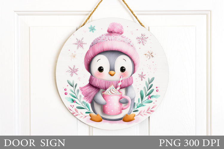 Christmas Penguin Door Sign. Christmas Door Sign Design