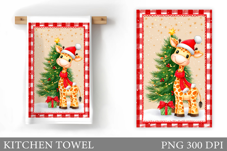 Cute Giraffe Kitchen Towel. Christmas Kitchen Towel Design