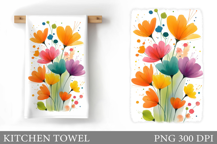 Flowers Kitchen Towel. Floral Kitchen Towel Design