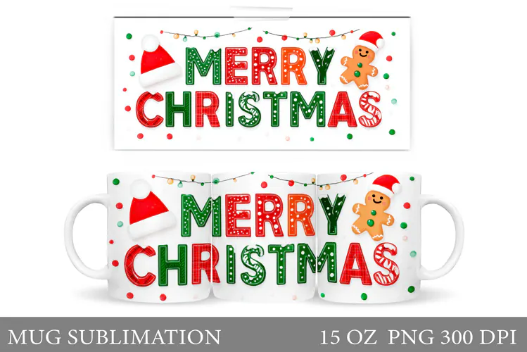 Christmas Mug Wrap Design. Christmas Sublimation