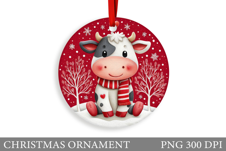 Cute Cow Christmas Ornament. Christmas Ornament Sublimation