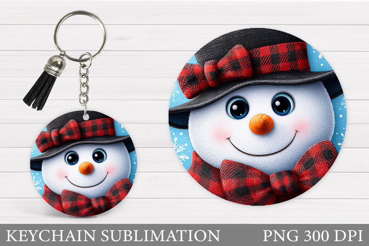Cute Snowman Keychain Design. Christmas Keychain Sublimation