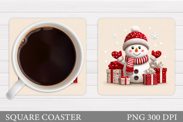 Cute Snowman Coaster. Christmas Coaster Sublimation