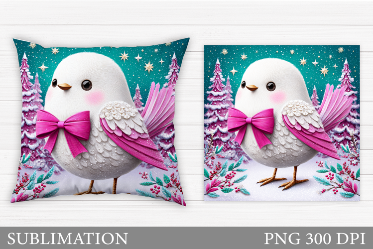 Christmas Bird Pillow Design. Christmas Pillow Sublimation