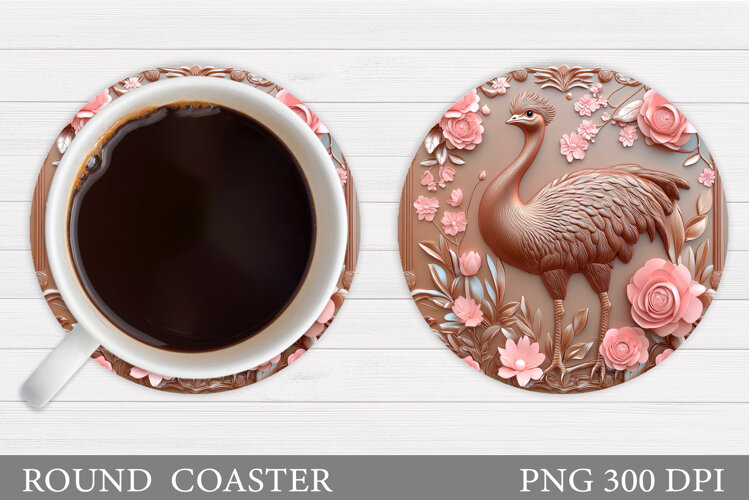 Ostrich Coaster Design. Ostrich Sublimation example image 1