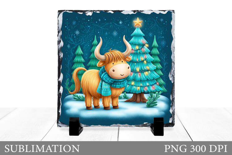 Christmas Cow Sublimation. Christmas Cow Slate Design