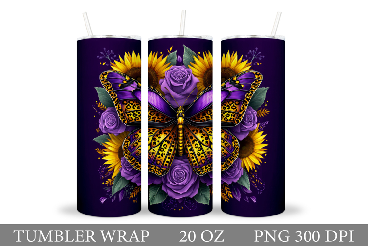 Butterfly Tumbler Sublimation. Butterfly Flowers Tumbler