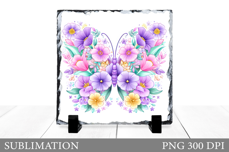 Floral Butterfly Sublimation. Butterfly Slate Design