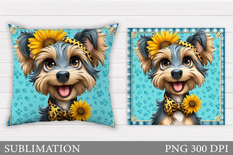 Cute Dog Pillow Sublimation. Dog Flowers Pillow Design