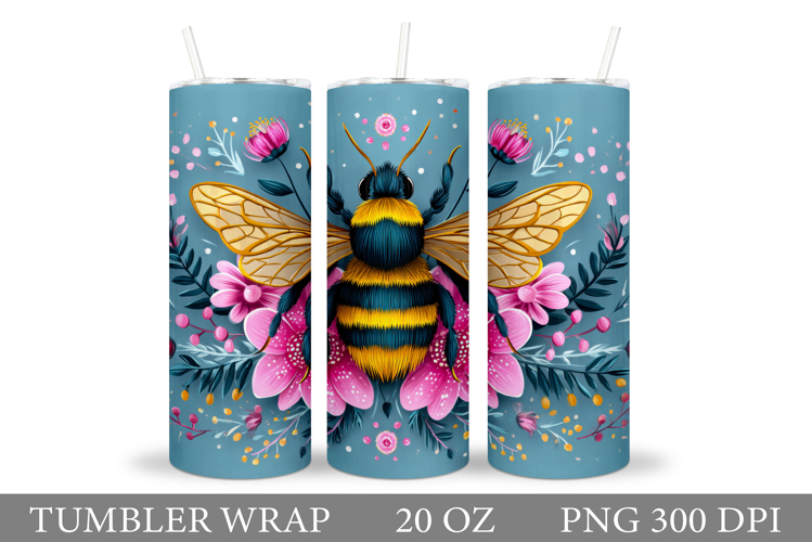 Bee Tumbler Design. Flowers Tumbler Sublimation example image 1