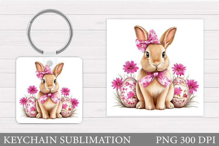 Easter Bunny Keychain Sublimation. Easter Keychain Design