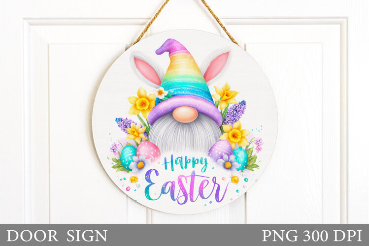 Easter Gnome Door Sign Design. Easter Door Sign Sublimation example image 1