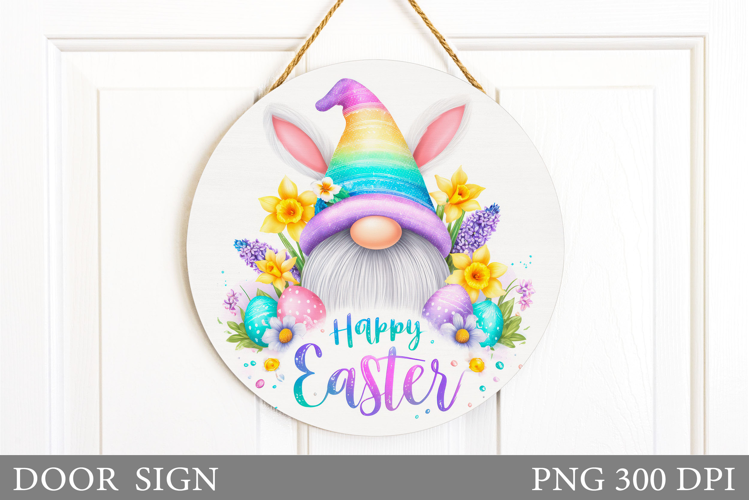 Easter Gnome Door Sign Design. Easter Door Sign Sublimation