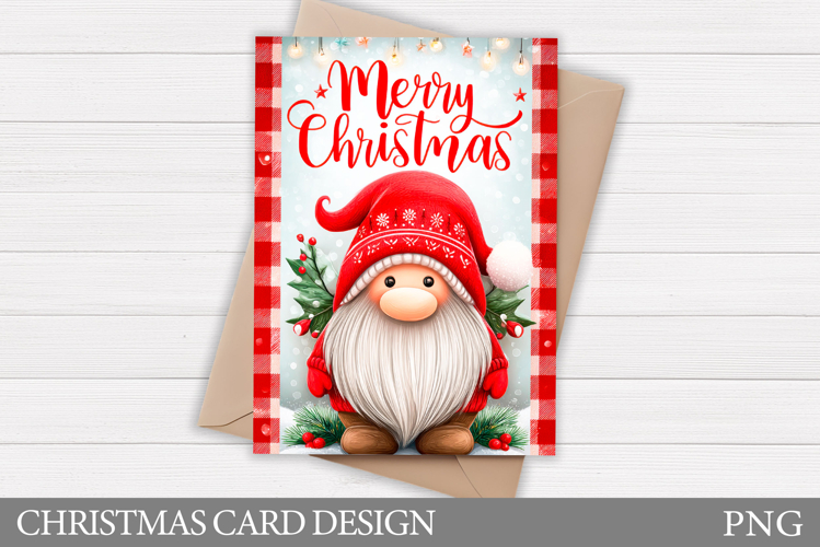 Christmas Gnome Card Printable. Christmas Card Design