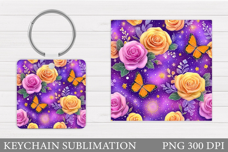 Roses Keychain Sublimation. Flowers Keychain Design