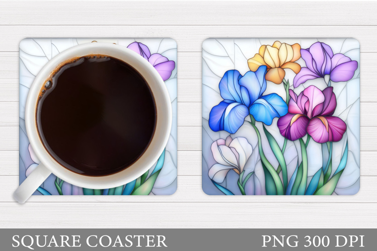Irises Coaster Sublimation. Floral Coaster Design