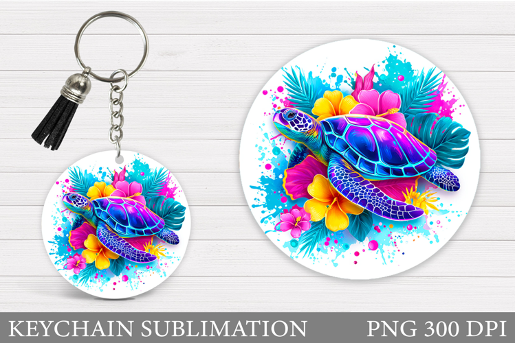 Turtle Keychain Sublimation. Turtle Keychain Design